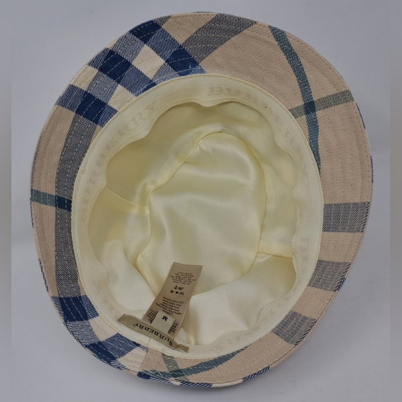 Burberry Women's Bucket Hat Nova Check Blue Cream England Vintage Y2K Medium - Picture 13 of 15
